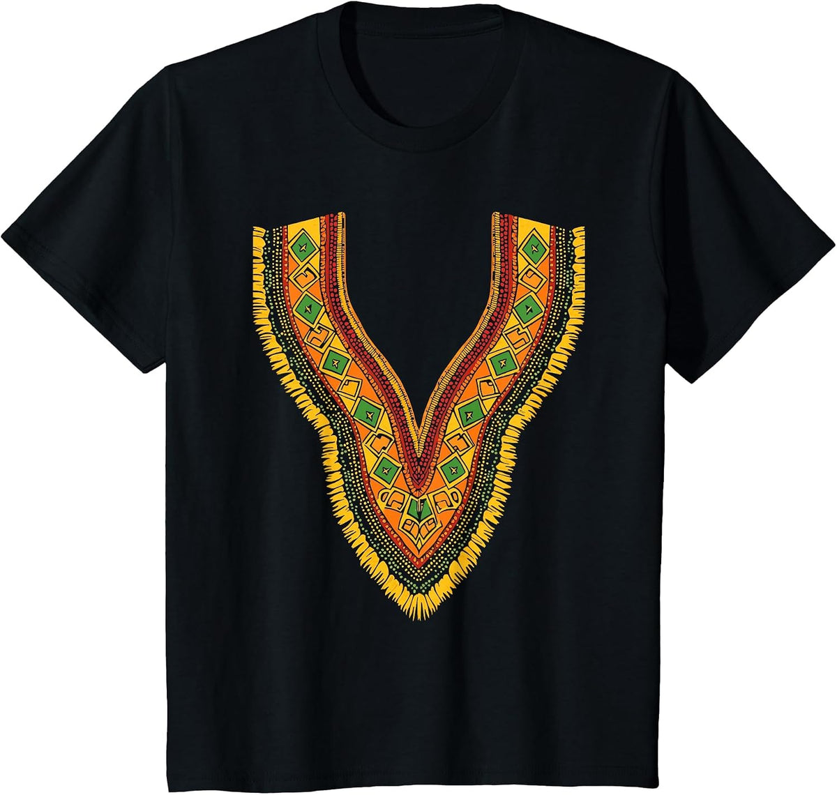 African Print Dashiki Kente Art Men Boys Black History Month T-Shirt - Black