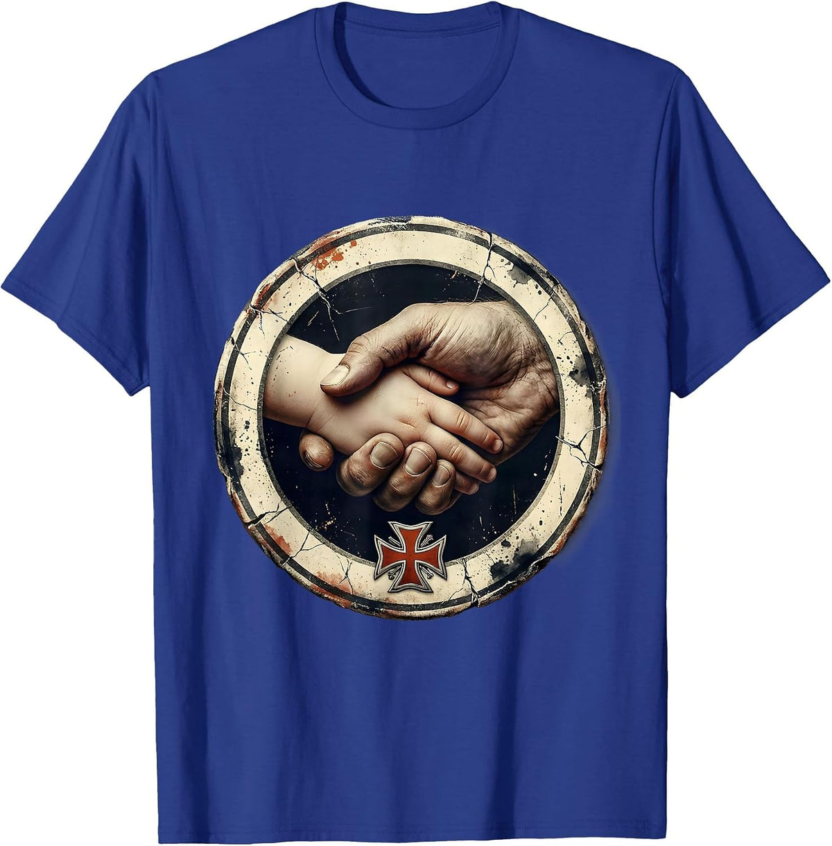 Men's Sealed Hands Firefighter Dad Family Tribute T-Shirt - Royal Blue