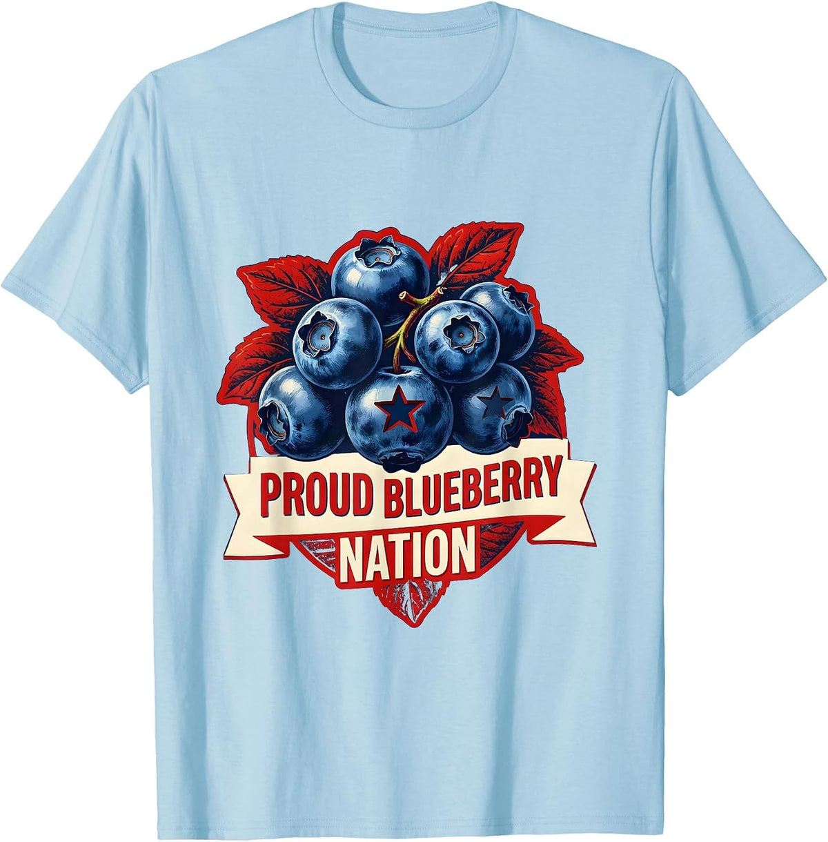 Men's Proud Blueberry Nation Red White and Blueberries T-Shirt - Baby Blue