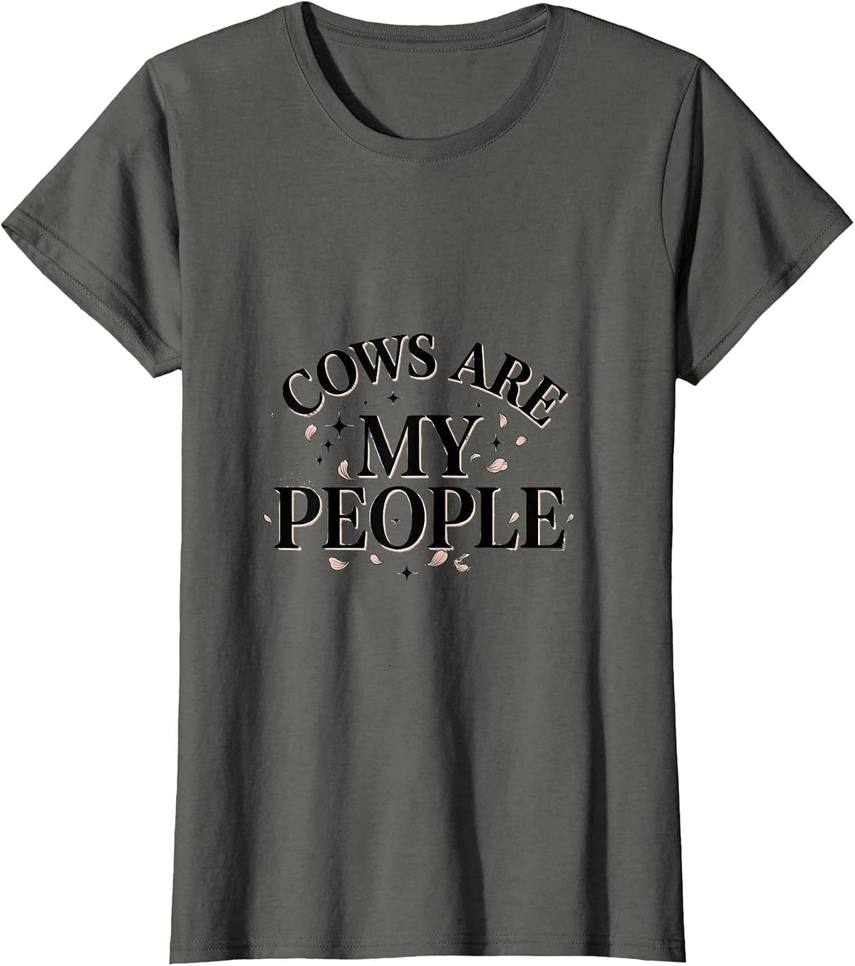 Women's Cows Are My People Funny Cow Lover Design T-Shirt - Asphalt Grey