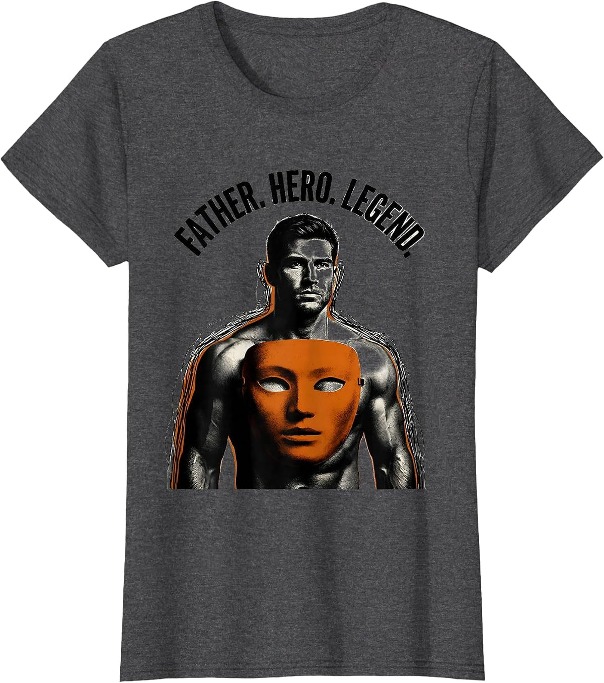 Women's Father Hero Legend Best Dad Graphic Design T-Shirt - Dark Heather Grey