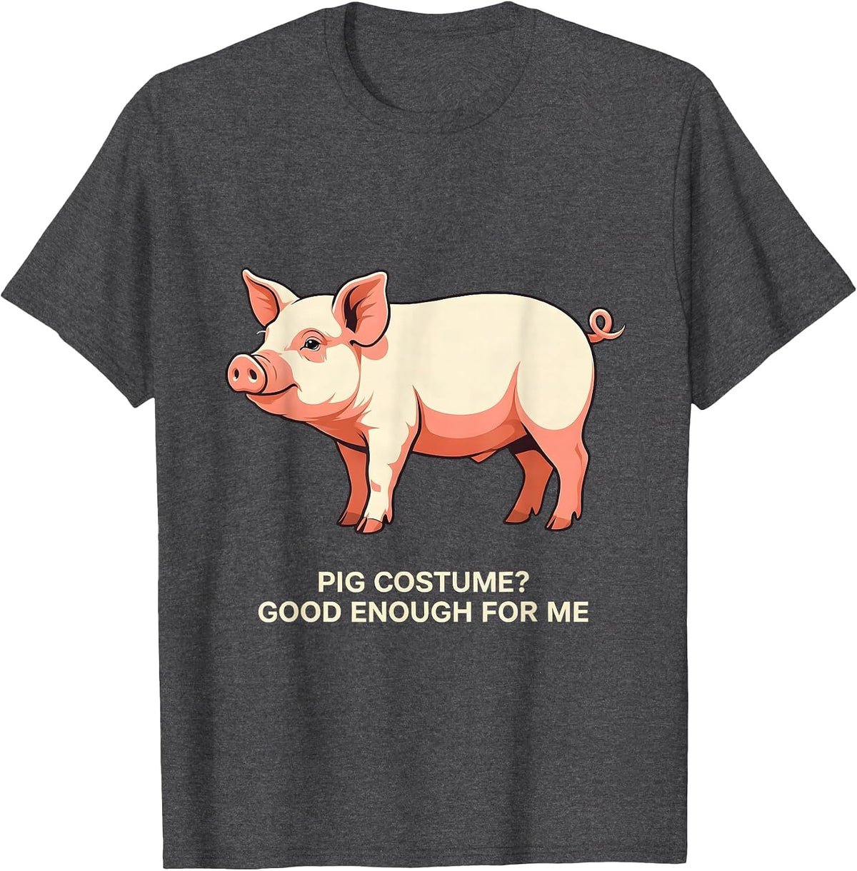 Pig Costume? Good Enough For Me Funny Pig Lover Halloween T-Shirt - Dark Heather Grey