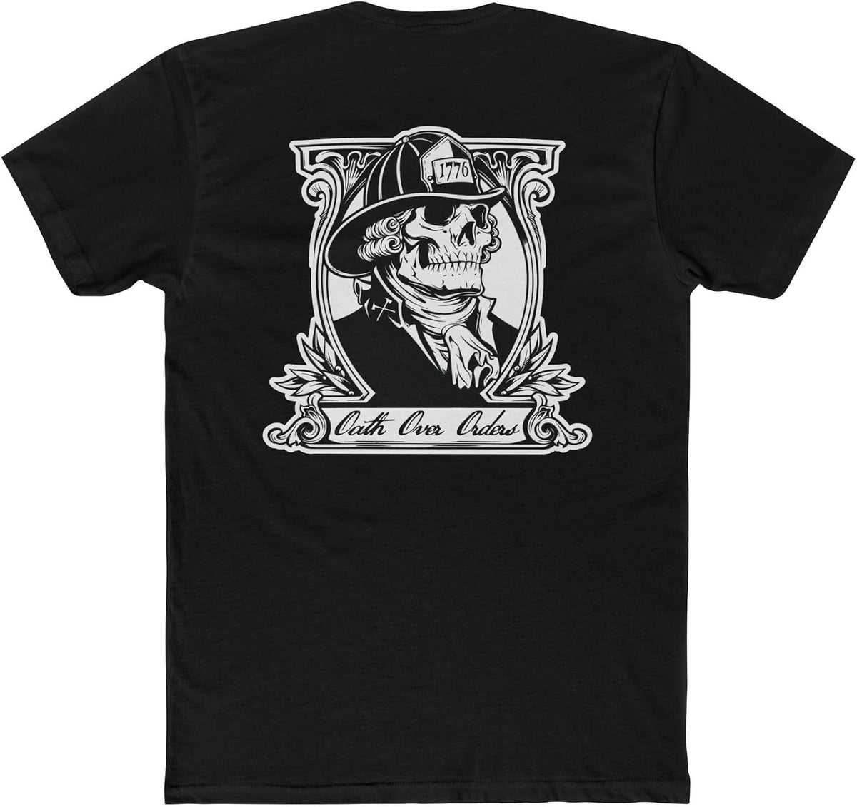 Firefighter George Washington Oath Over Orders Crew Tee Firehouse Graphics - Solid Black