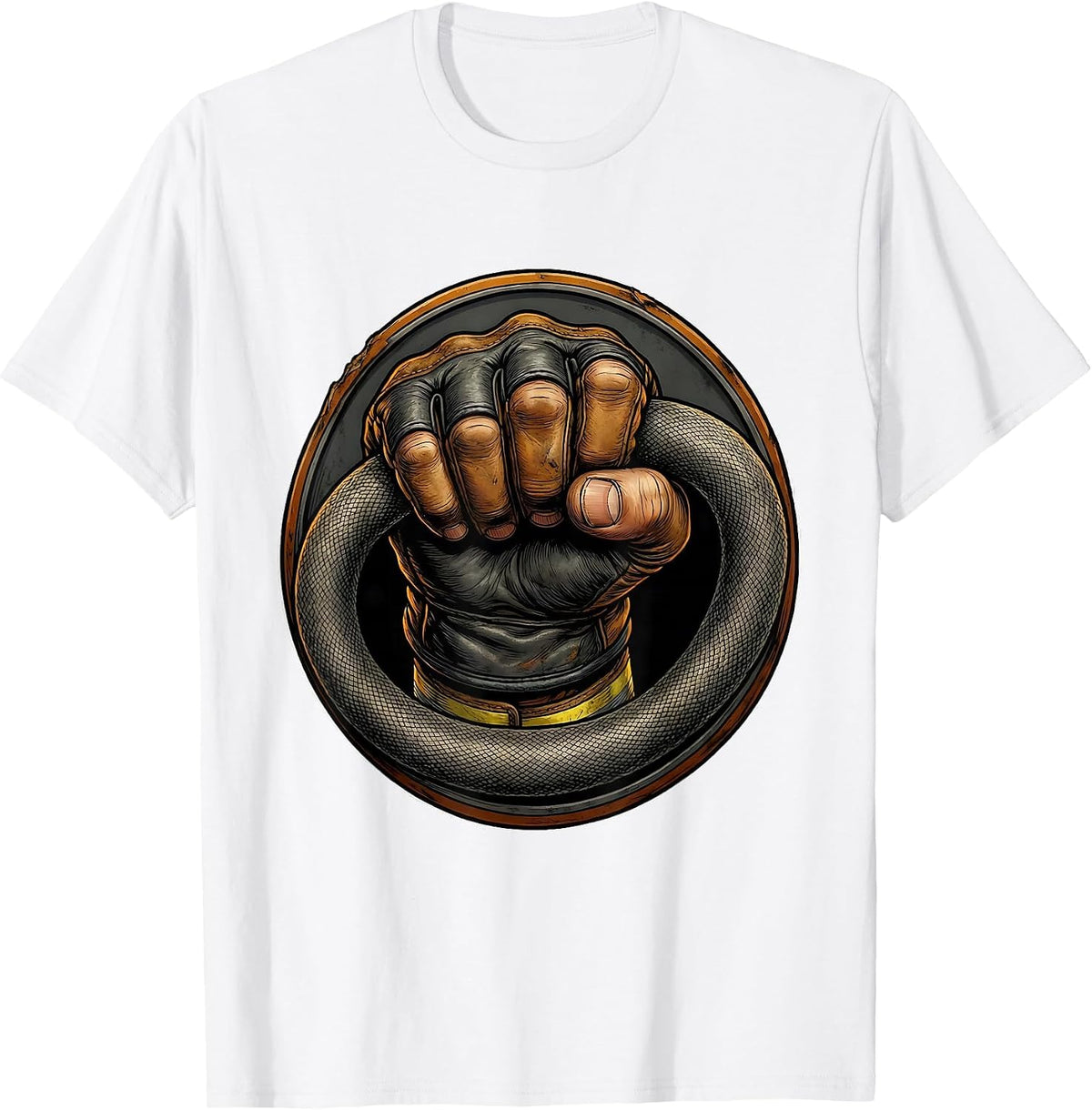 Men's Firefighter Grip Gloved Fist Hose Graphic T-Shirt - White