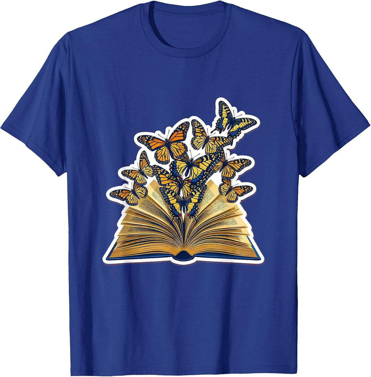 Sped Teacher Open Book Butterflies Flying Out T-Shirt - Royal Blue