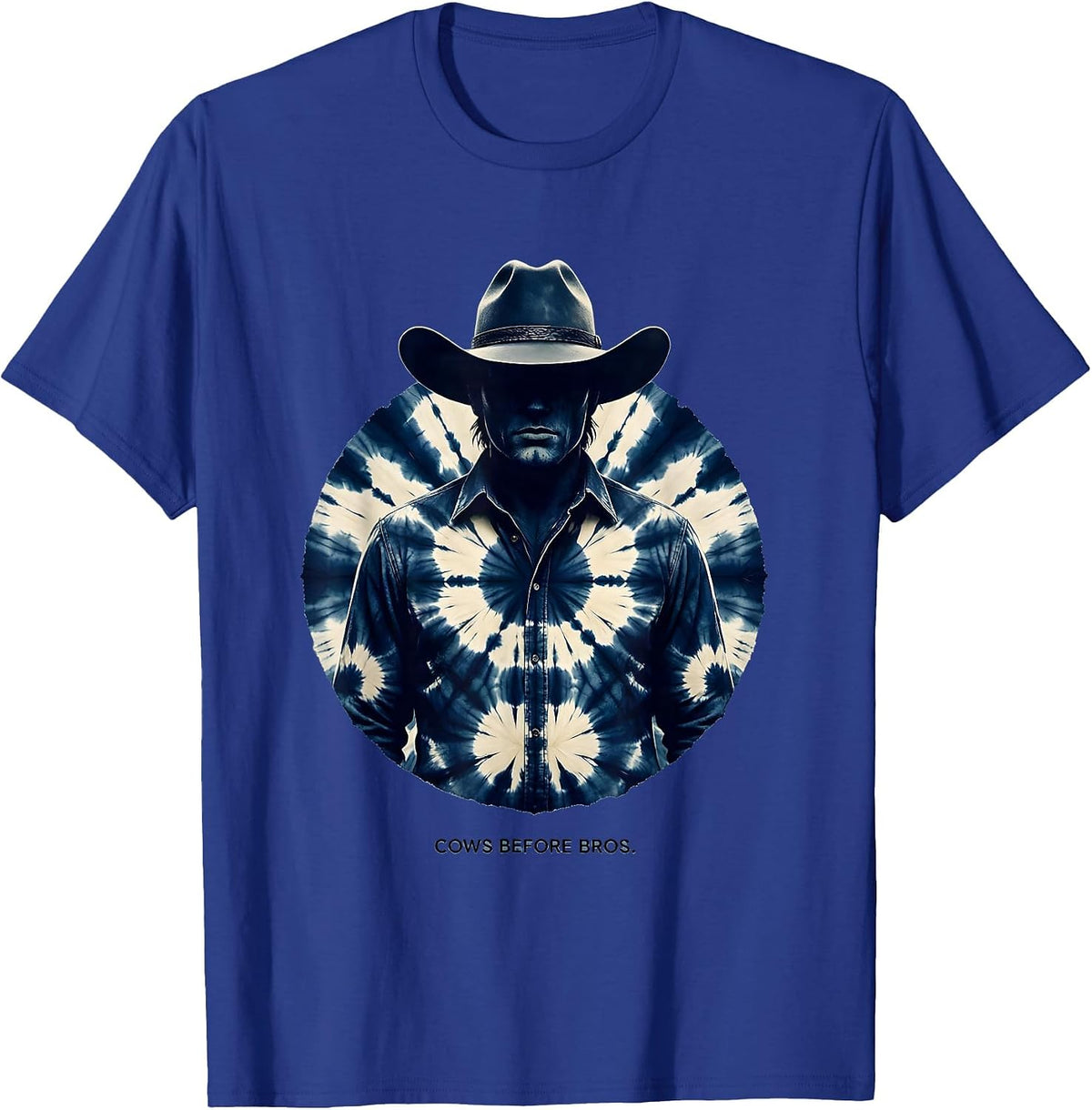 Men's Cows Before Bros Funny Cow Lover Design T-Shirt - Royal Blue