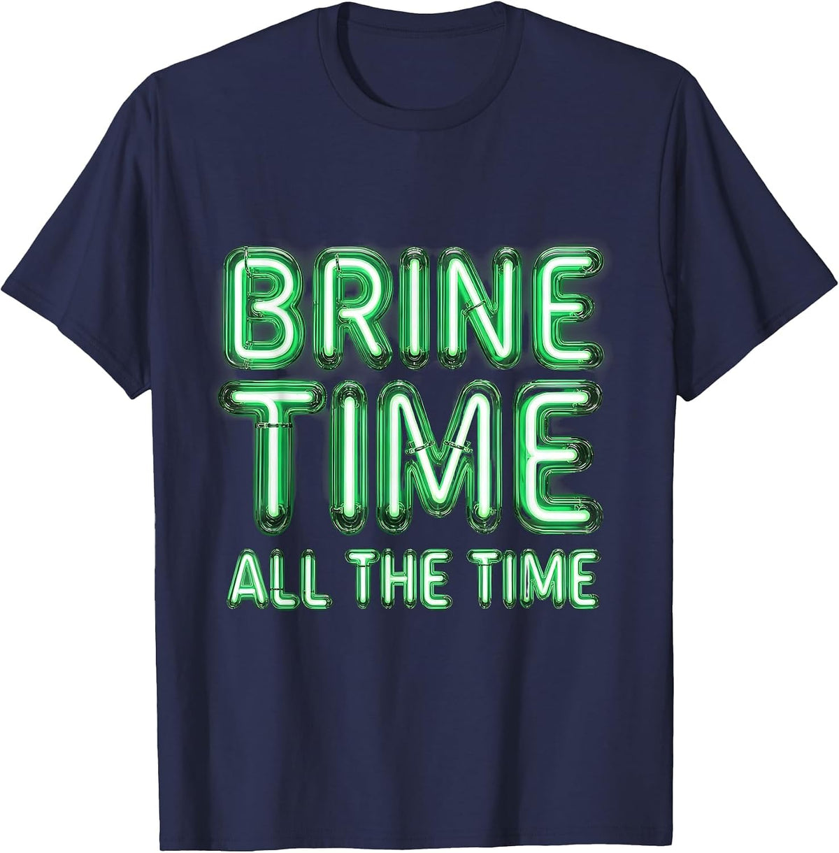 Men's Brine Time All The Time Pickle Lover Design T-Shirt - Navy Blue