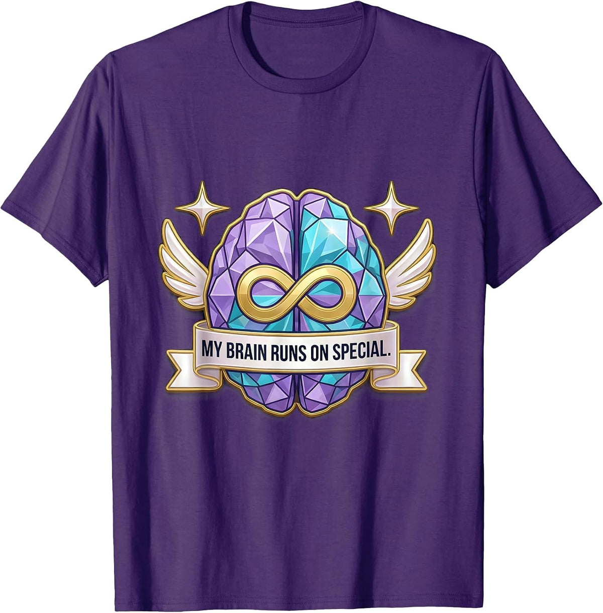 My Brain Runs On Special Autism Awareness Design T-Shirt - Purple