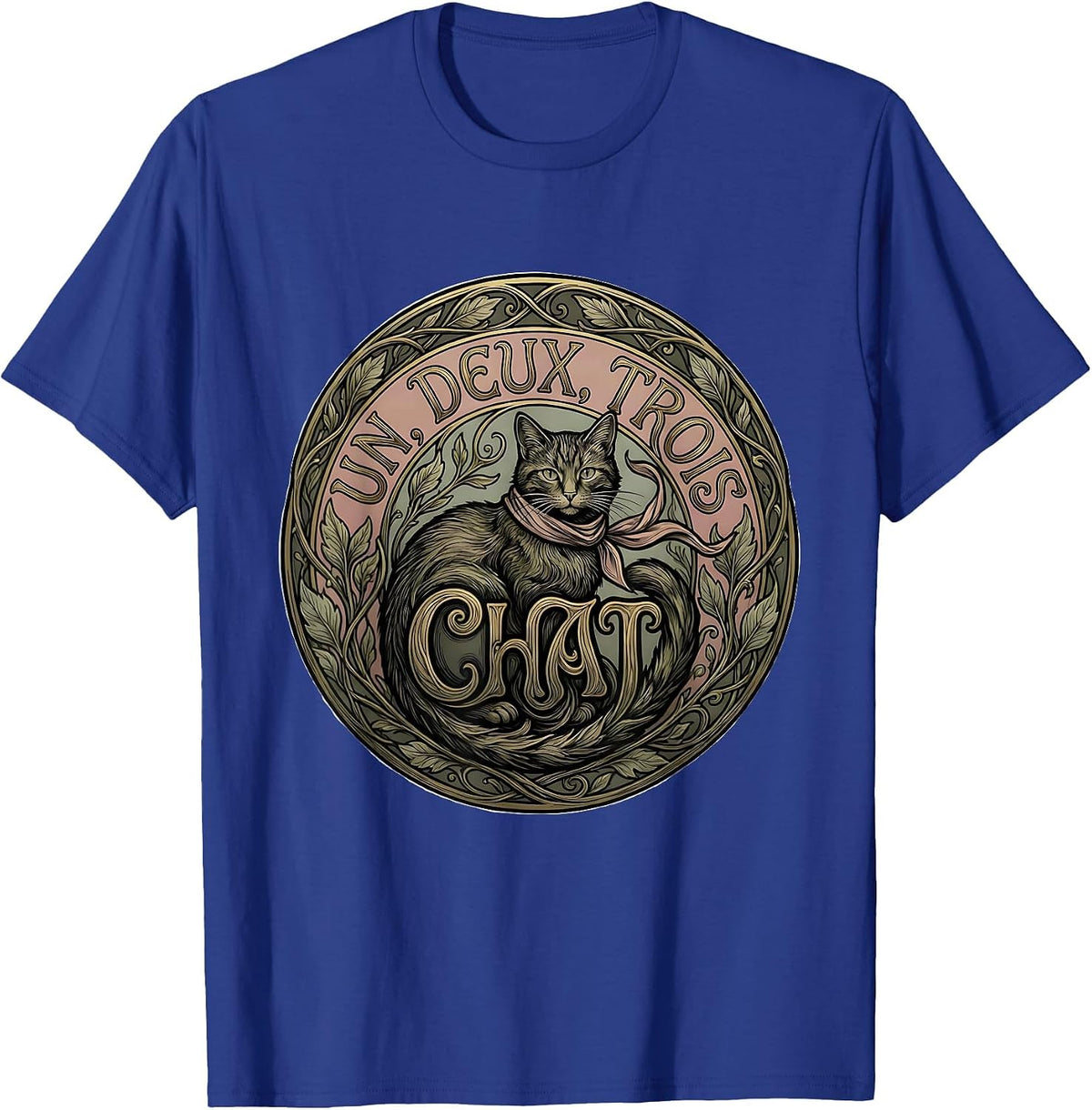 Un, Deux, Trois, Chat! Funny Francophile Cat Lover Art T-Shirt - Royal Blue