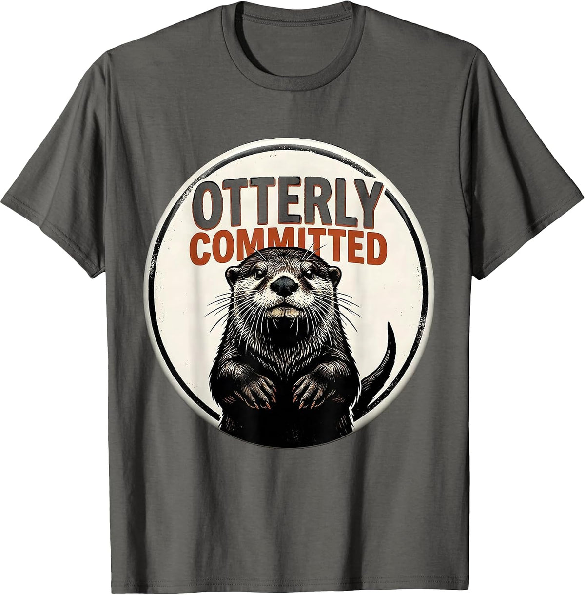 Otterly Committed Funny Otter Lover Gift For Kids Teens T-Shirt - Asphalt Grey