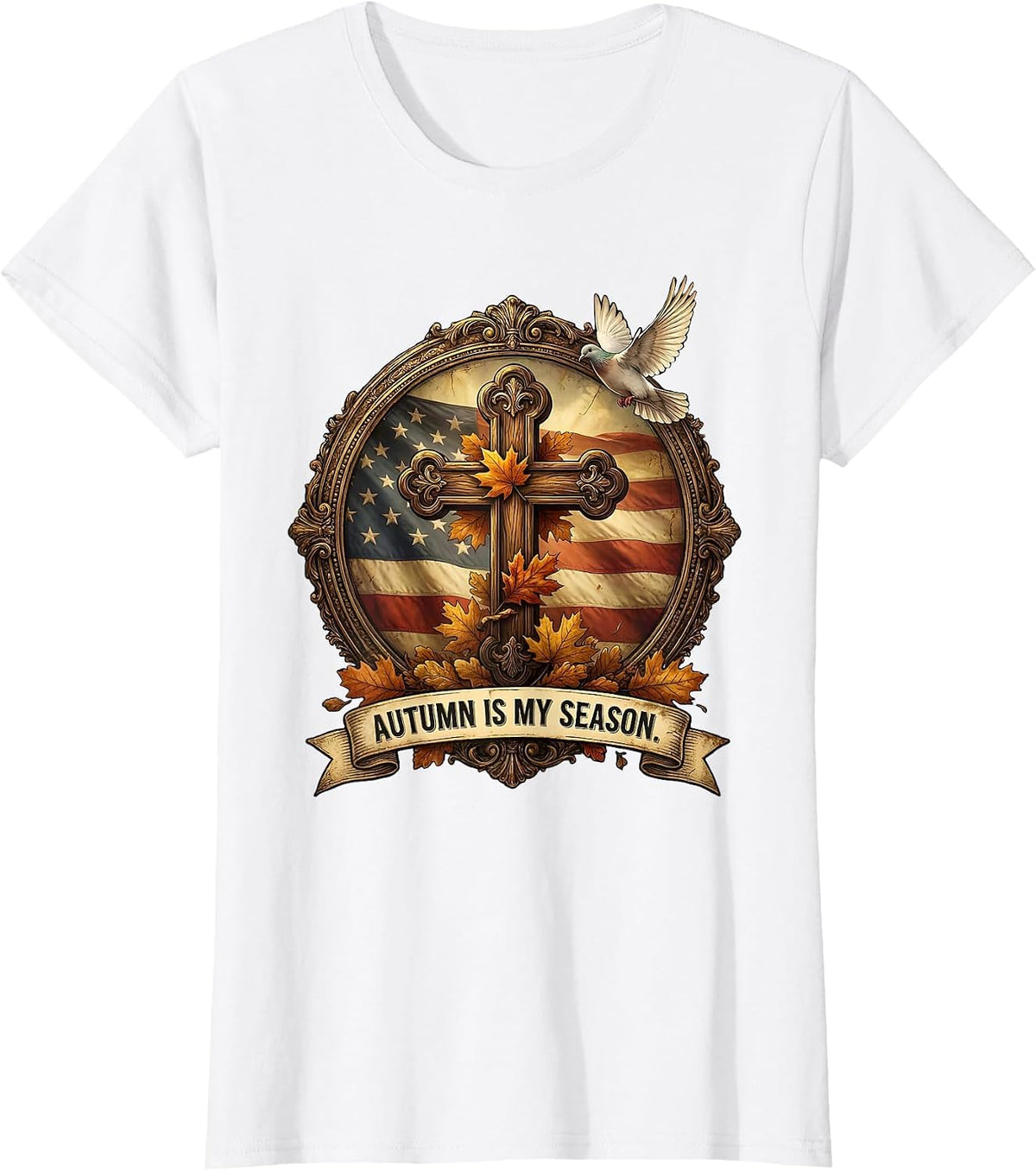 Autumn Is My Season Fall Leaves Nature Design T-Shirt - White