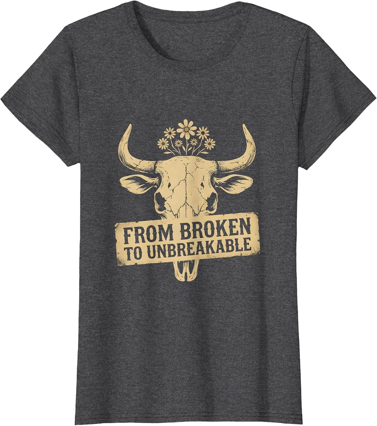 Women's From Broken To Unbreakable Physical Therapy Design T-Shirt - Dark Heather Grey