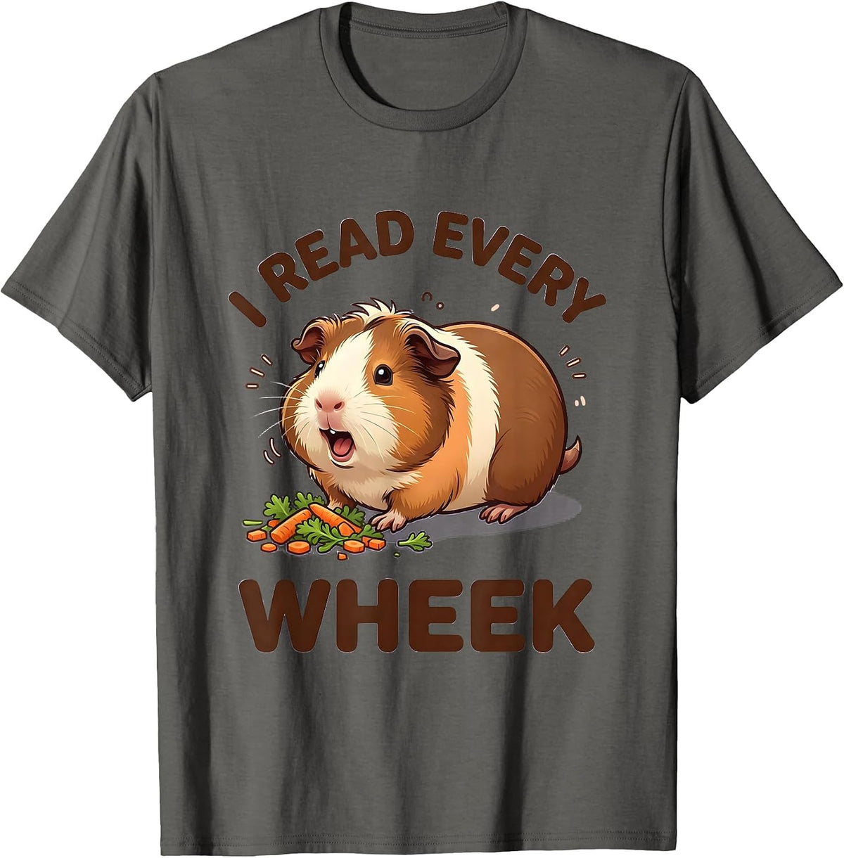 I Read Every Wheek Cute Kawaii Guinea Pig Lover Humor T-Shirt - Asphalt Grey