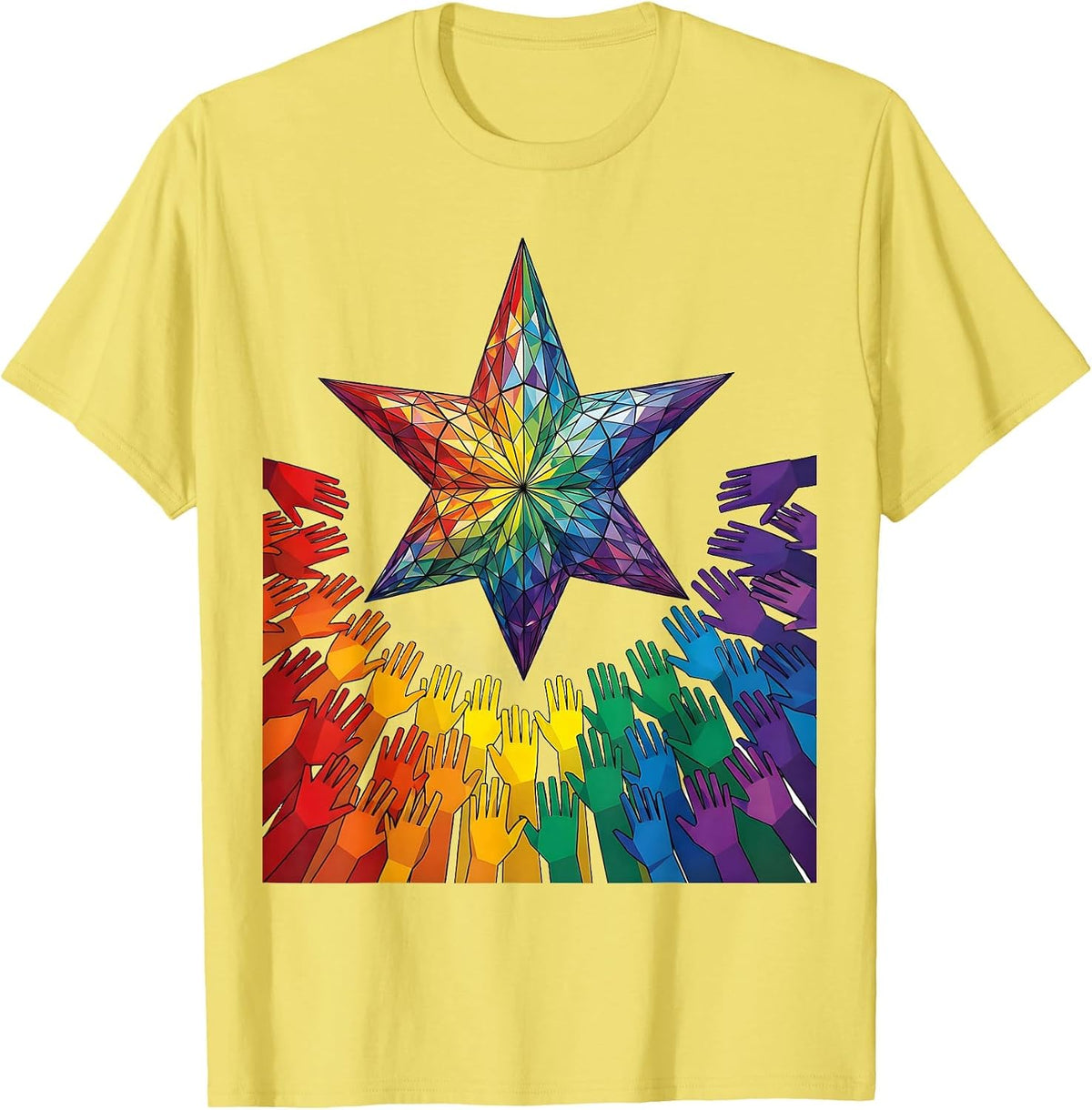 Men's Autism Awareness Hands Reaching for a Star T-Shirt - Lemon Yellow