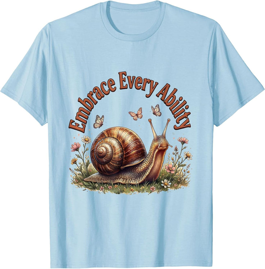 Men's Embrace Every Ability Down Syndrome Awareness Design T-Shirt - Baby Blue