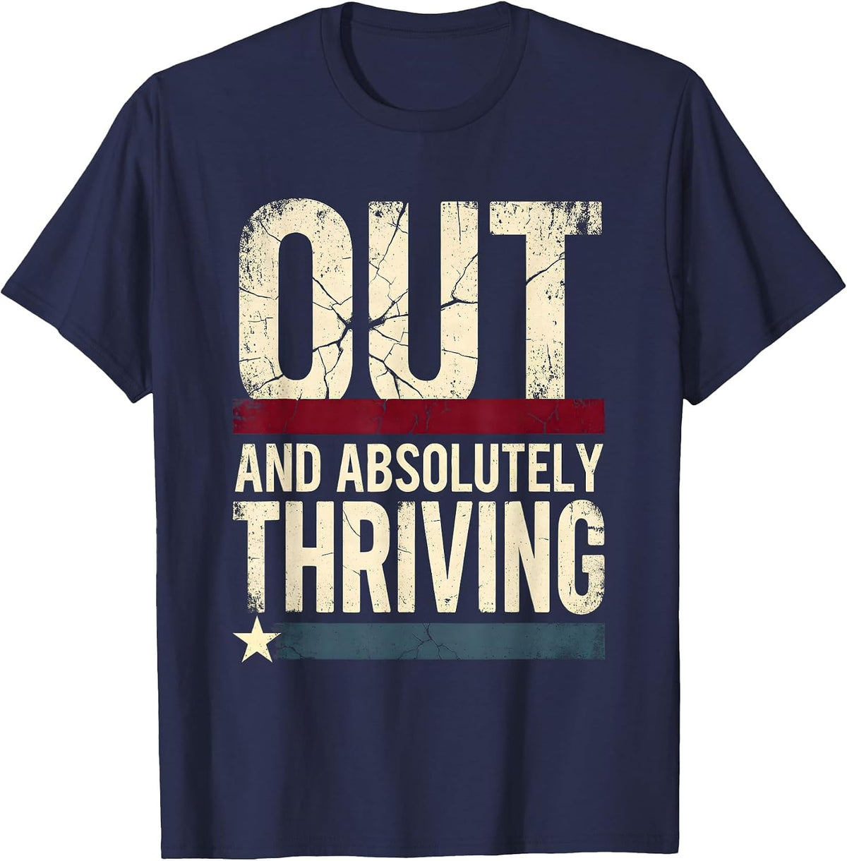 Men's Out and Absolutely Thriving Pride Graphic Design T-Shirt - Navy Blue