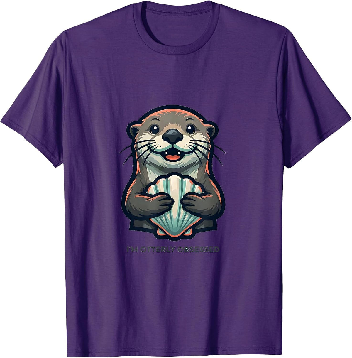 Men's I'm Otterly Obsessed Funny Sea Otter Lover Gift T-Shirt - Purple
