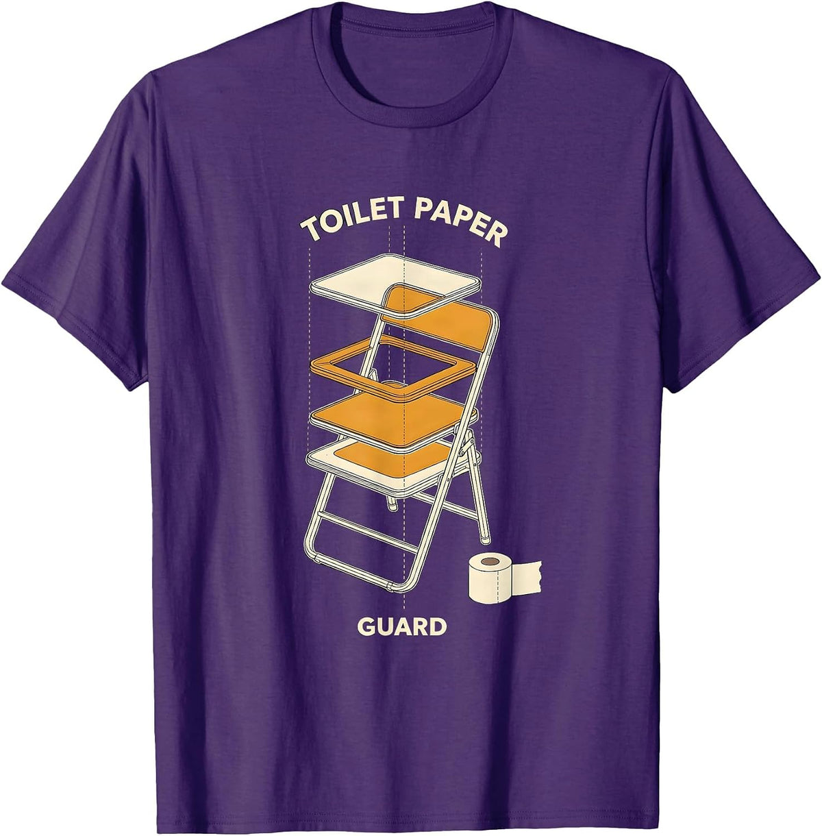 Men's TOILET PAPER GUARD Funny Security Guard Costume Halloween T-Shirt - Purple