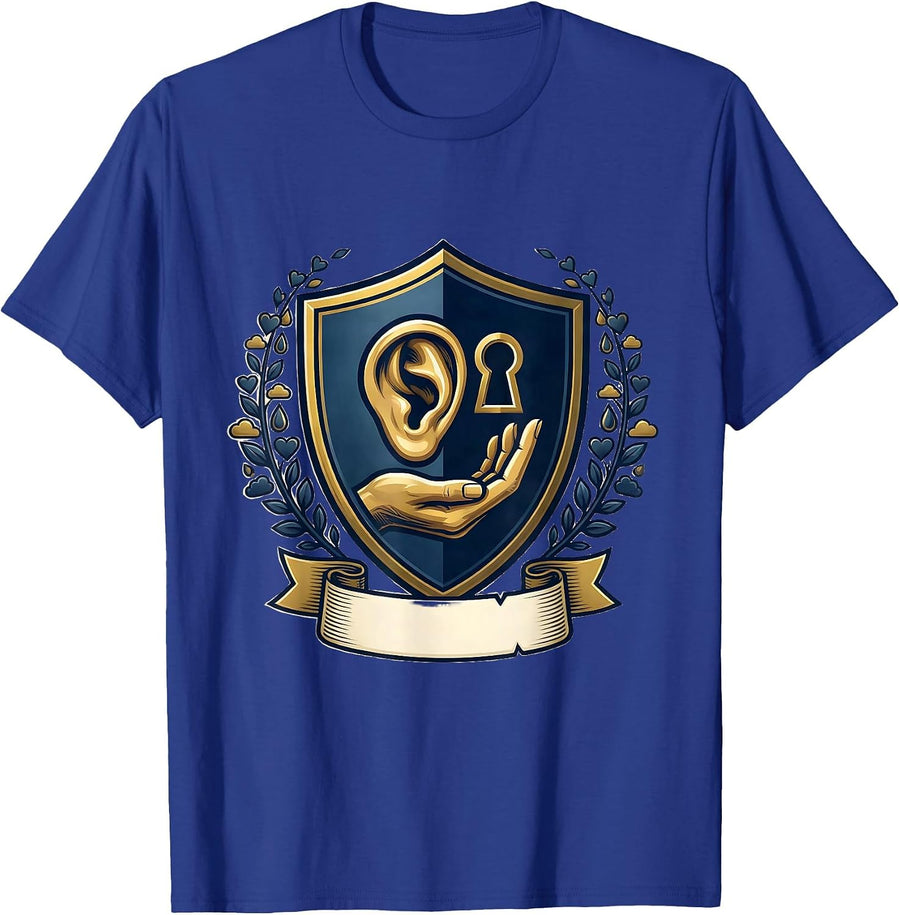 Emblem Shield Crest Mental Health Counselor Therapist T-Shirt - Royal Blue