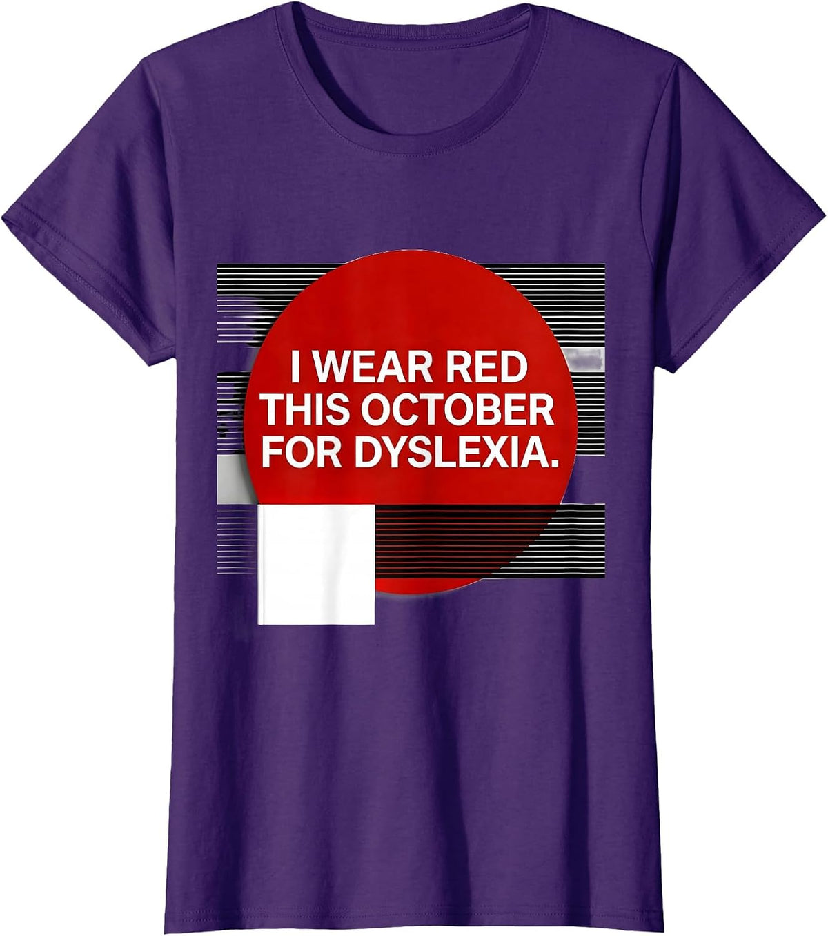 Women's I Wear Red This October for Dyslexia Awareness Teacher T-Shirt - Purple