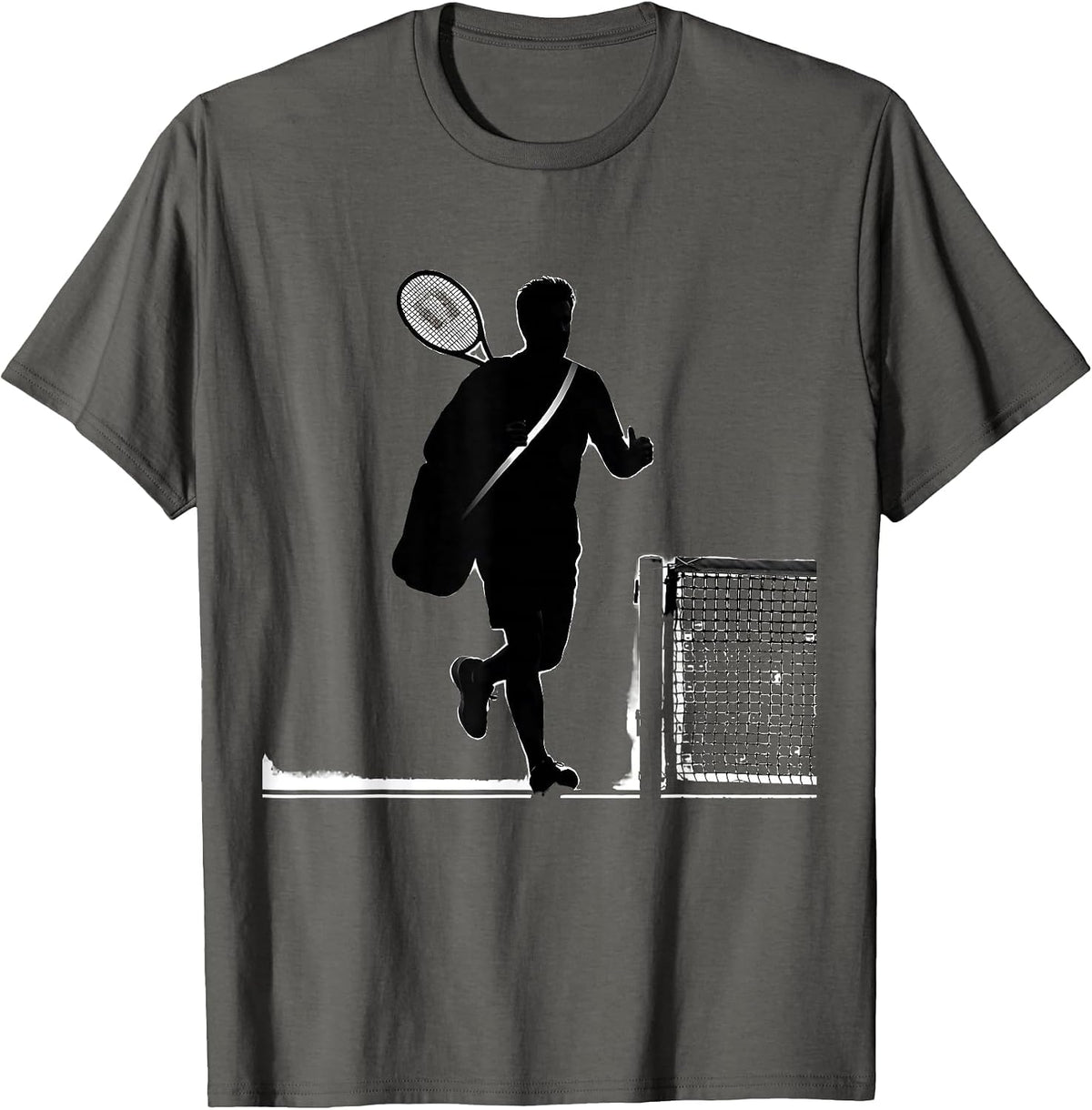 Silhouette Tennis Player Humor Sport Fan Gift T-Shirt - Asphalt Grey