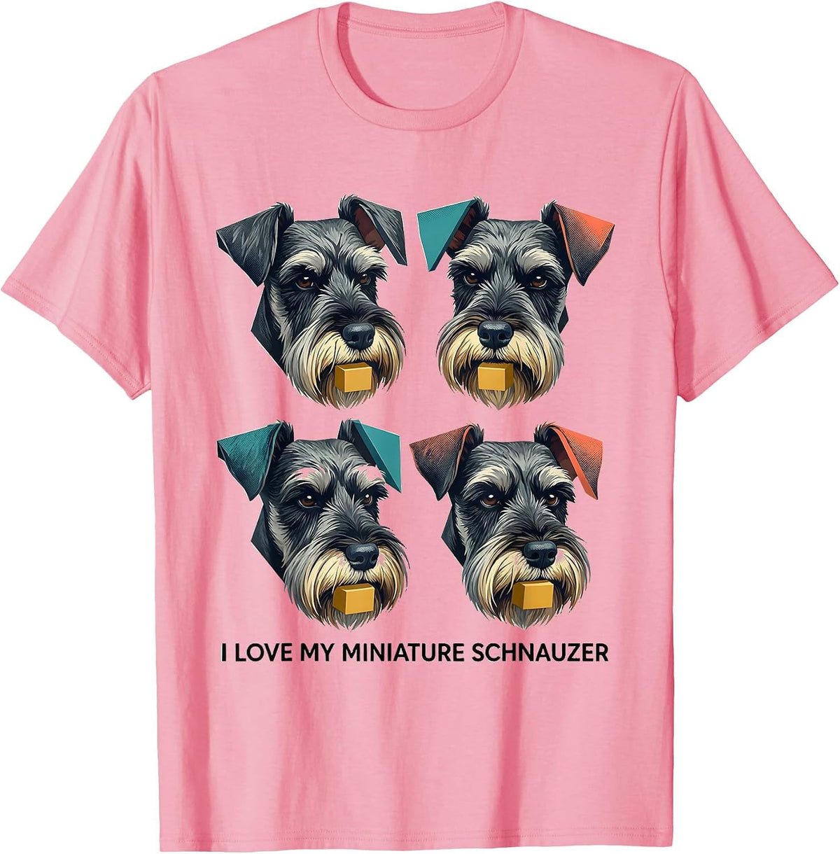Men's I Love My Miniature Schnauzer Funny Schnauzer Lover Pet T-Shirt - Pink