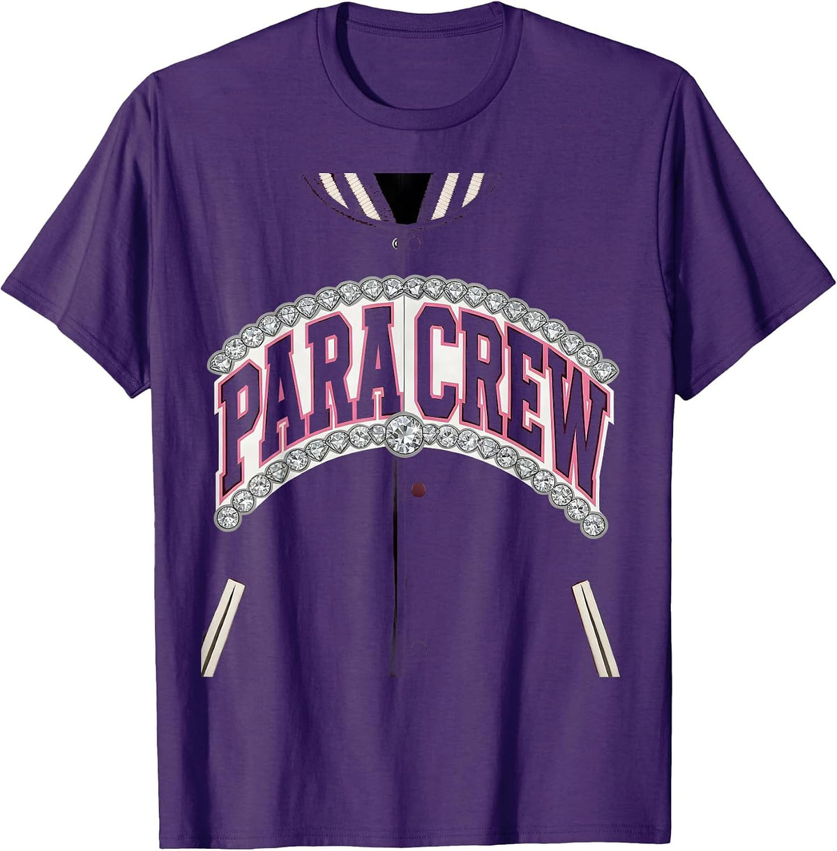 Men's Para Crew Sparkle Varsity Teacher Aide Appreciation Back T-Shirt - Purple