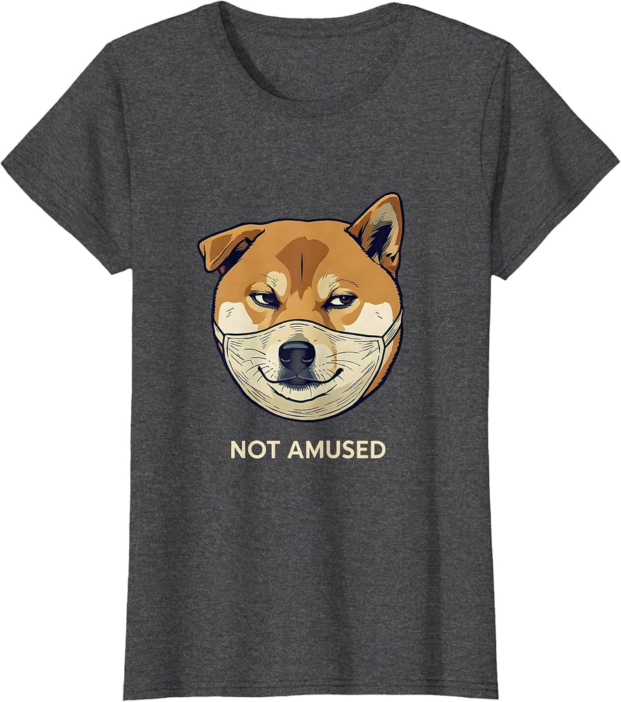 Women's Not Amused Funny Shiba Inu Doge Meme Dog Lover Humor T-Shirt - Dark Heather Grey