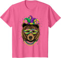 Bear Animal Lover Cute Mardi Gras Carnival Jester T-Shirt, Youth, Pink Heather, 4T - As Pictured