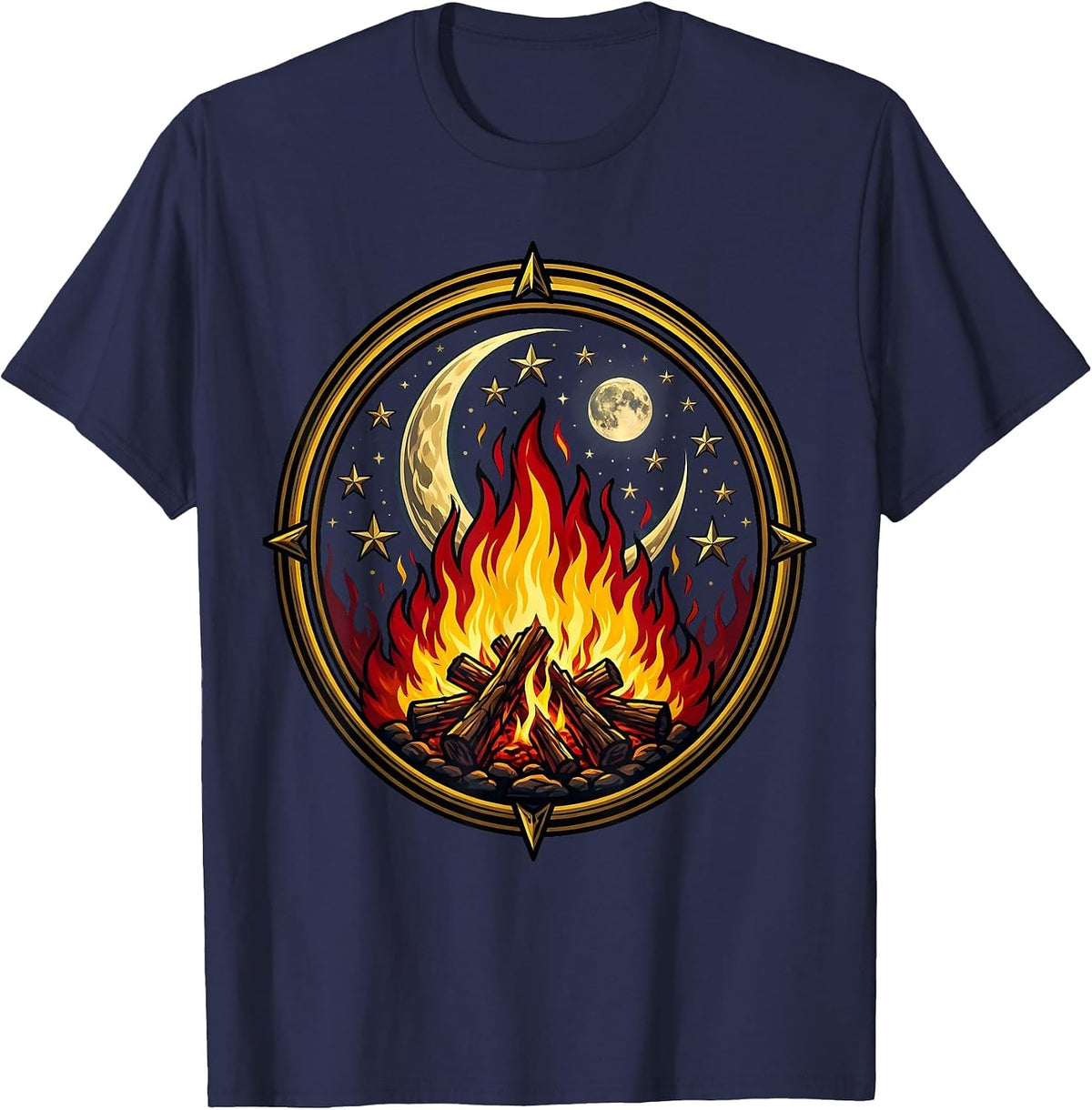 Men's Campfire Night Sky Freedom Graphic Tee T-Shirt - Navy Blue
