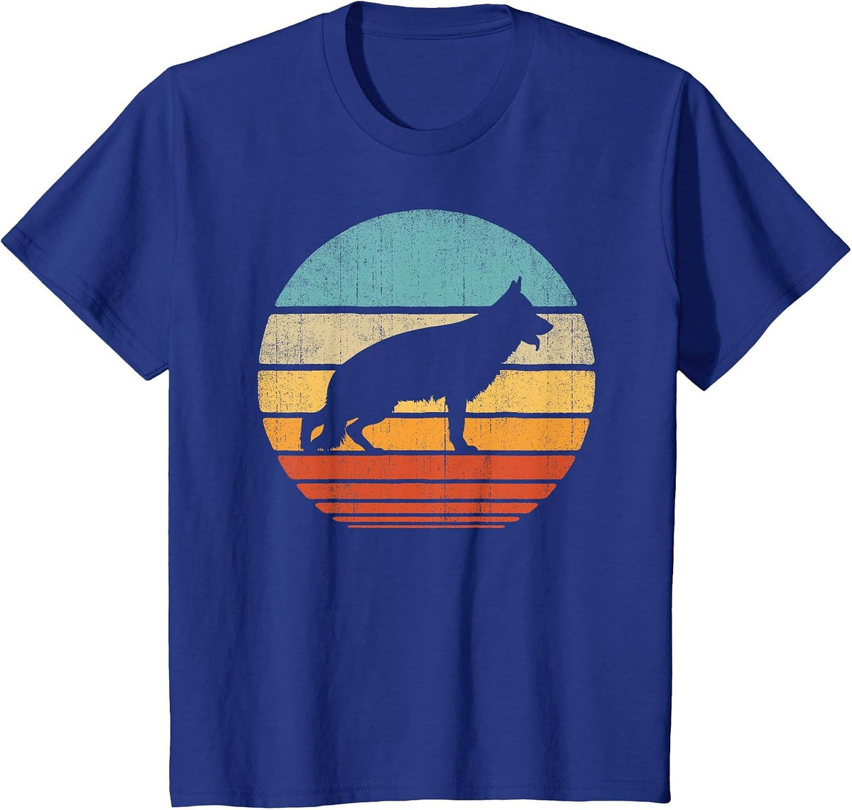 German Shepherd Retro Vintage 60s 70s Sunset Dog Lovers Men T-Shirt - Royal Blue