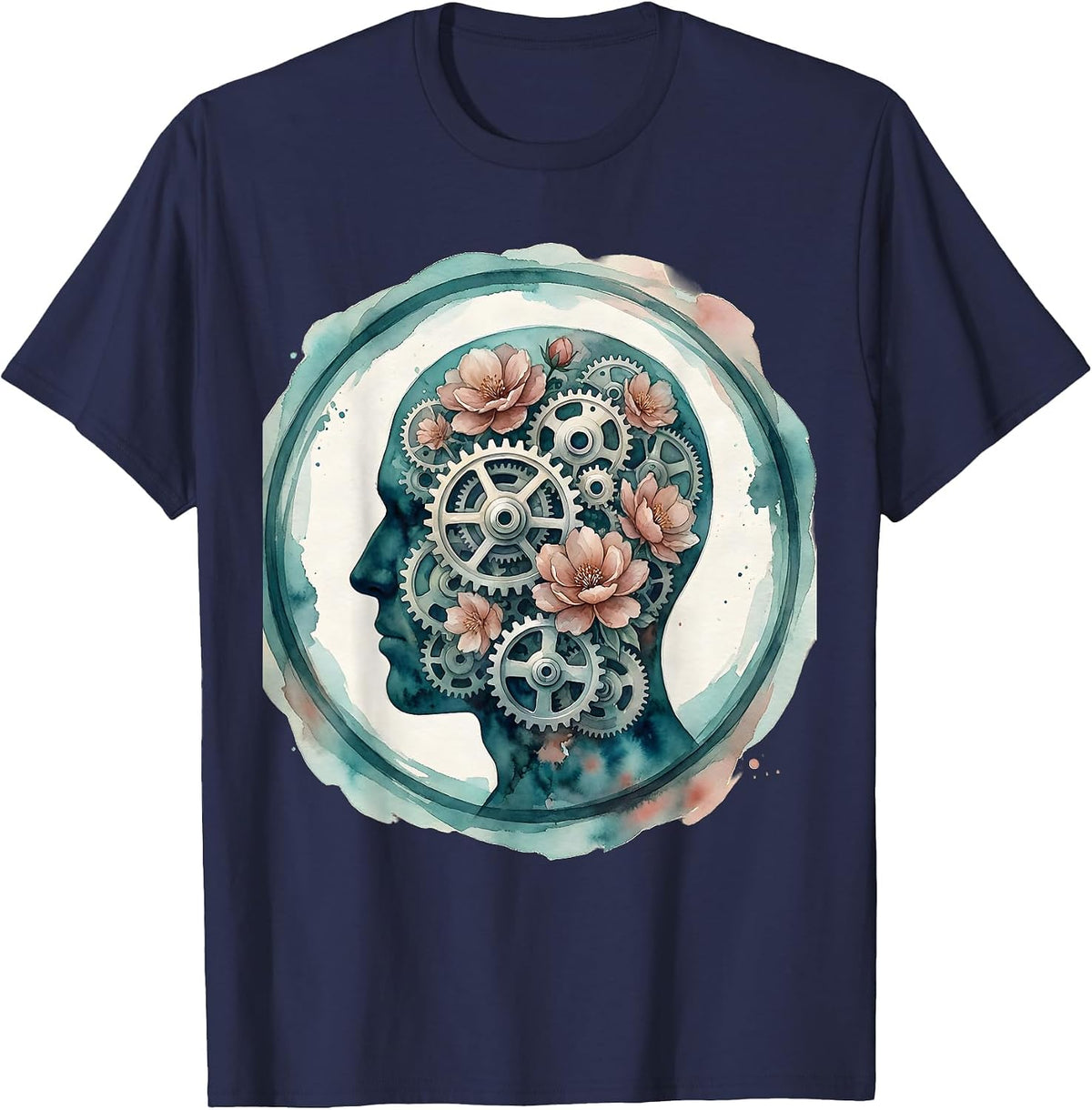 Men's Celebrate Minds of All Kinds Gears Brain Art T-Shirt - Navy Blue