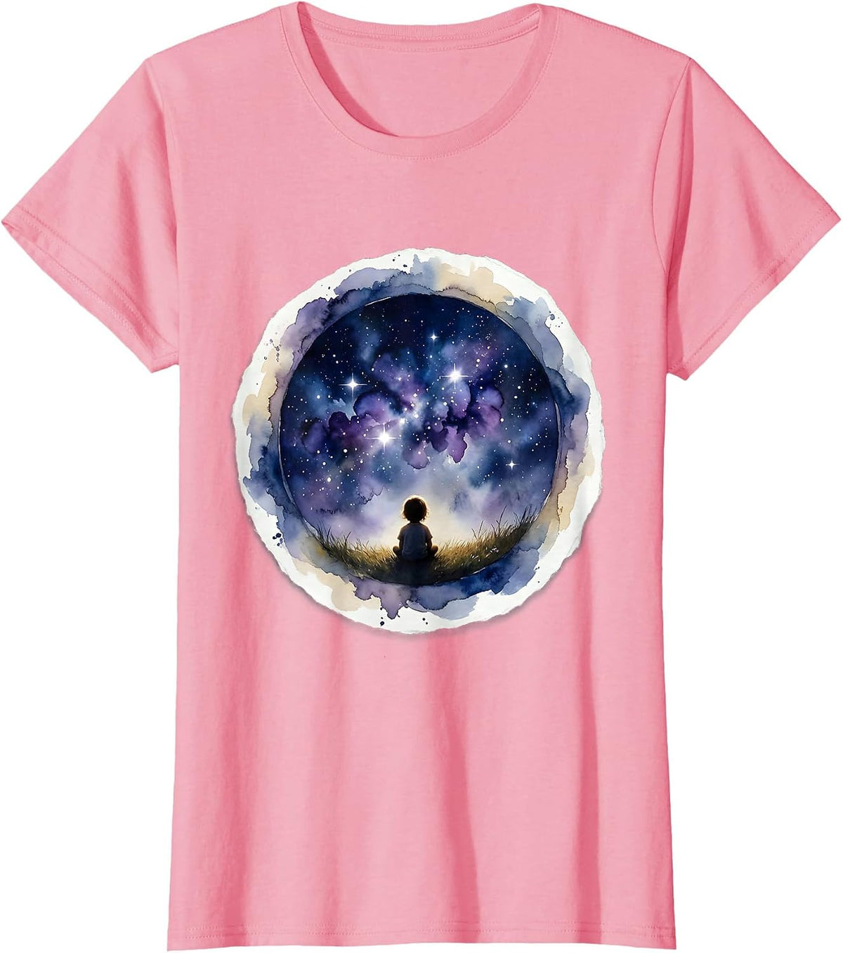 Women's Autism Awareness Starry Night Sky Dreamer Design T-Shirt - Pink
