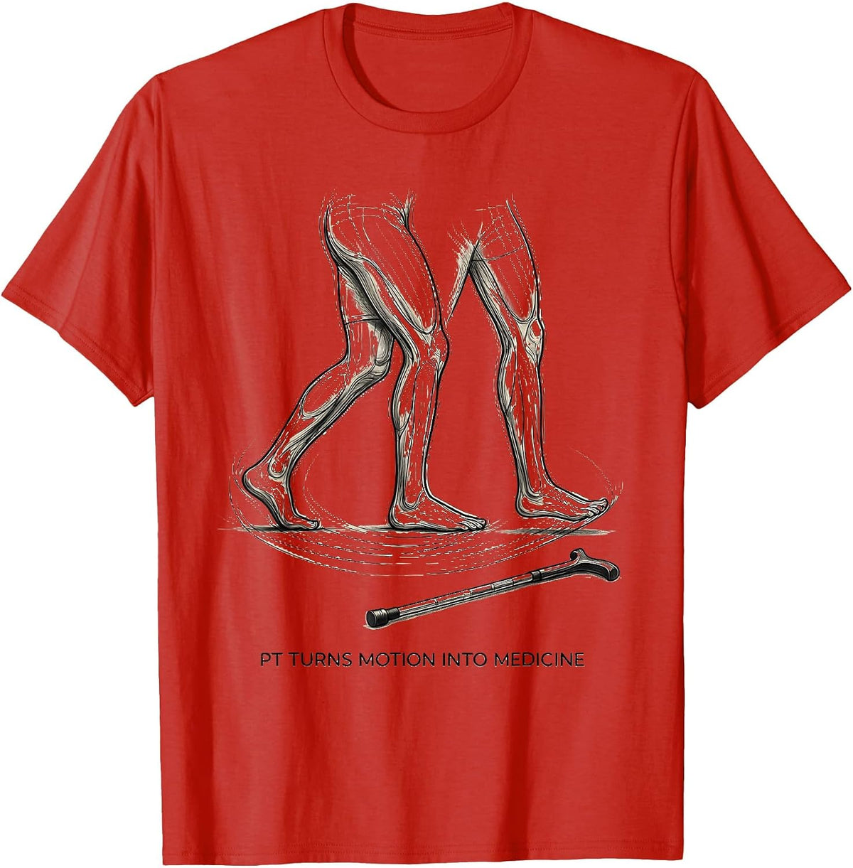 Men's PT Turns Motion Into Medicine Physical Therapy PT Humor T-Shirt - Red