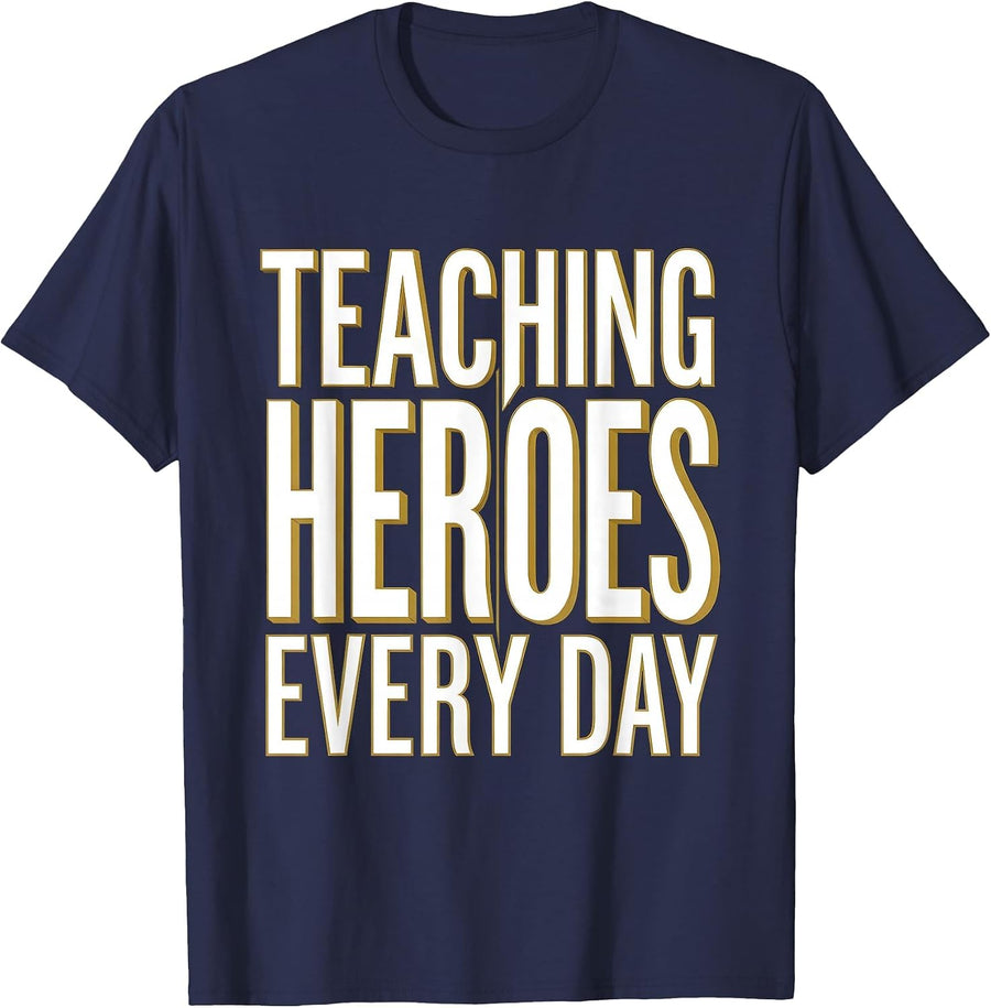 Teaching Heroes Every Day Special Education Design T-Shirt - Navy Blue