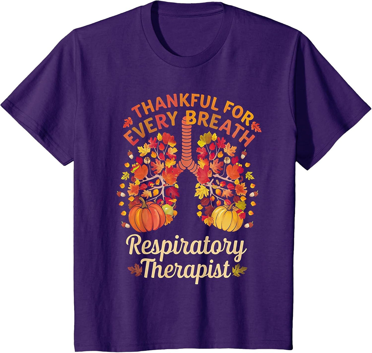 Thanksgiving Fall Lung Respiratory Therapist Turkey Teens T-Shirt - Purple