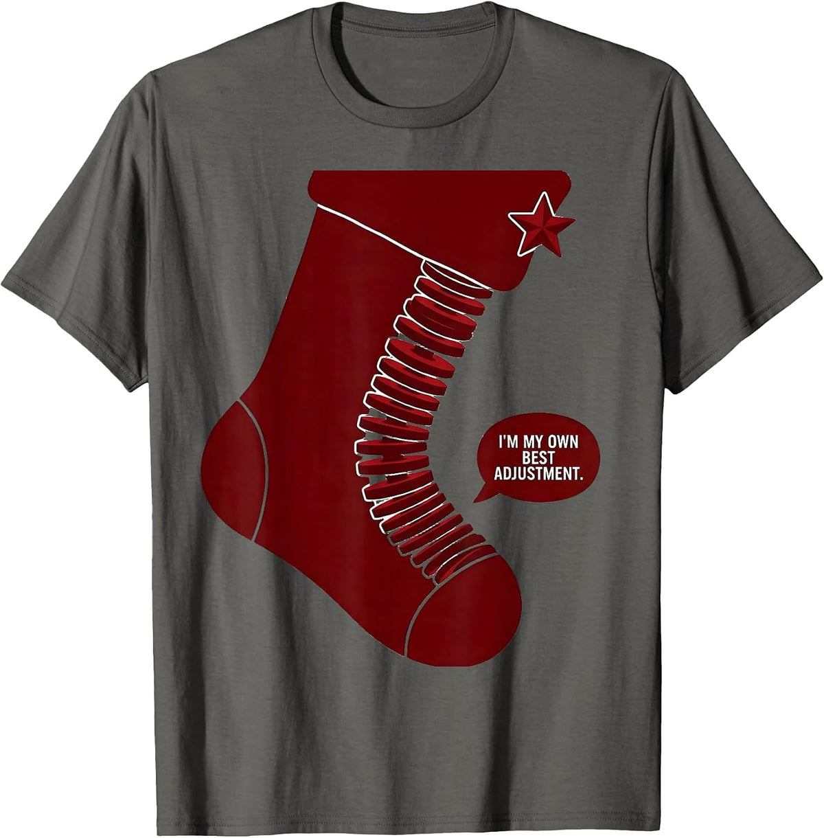 Men's I'm My Own Best Adjustment Funny Chiropractor Christmas T-Shirt - Asphalt Grey