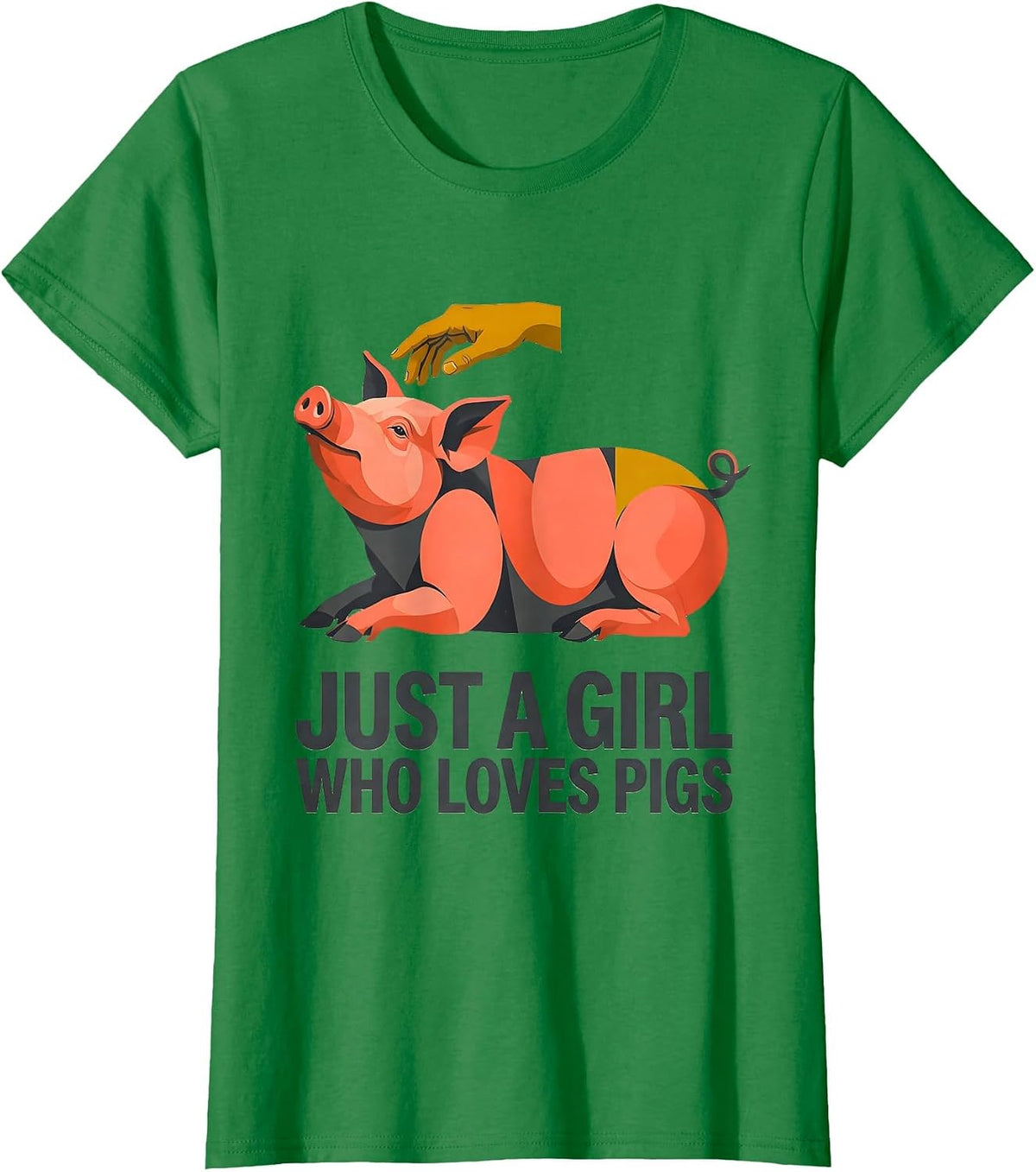 Women's Just A Girl Who Loves Pigs Funny Pig Farm Animal Lover Humor T-Shirt - Kelly Green