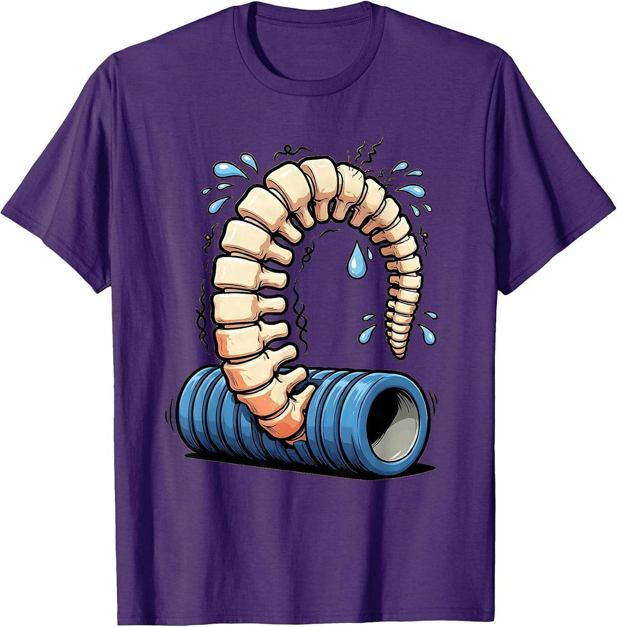 Foam Roller Lumbar Spine Physical Therapy Graphic T-Shirt - Purple