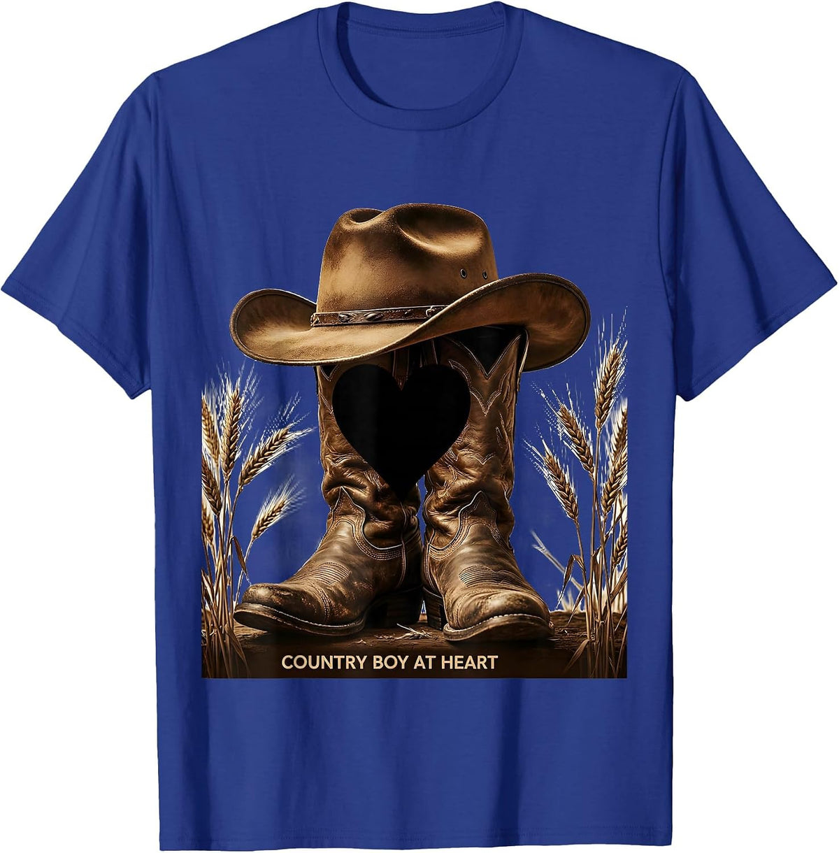 Men's Country Boy At Heart Proud Rural Living Design T-Shirt - Royal Blue