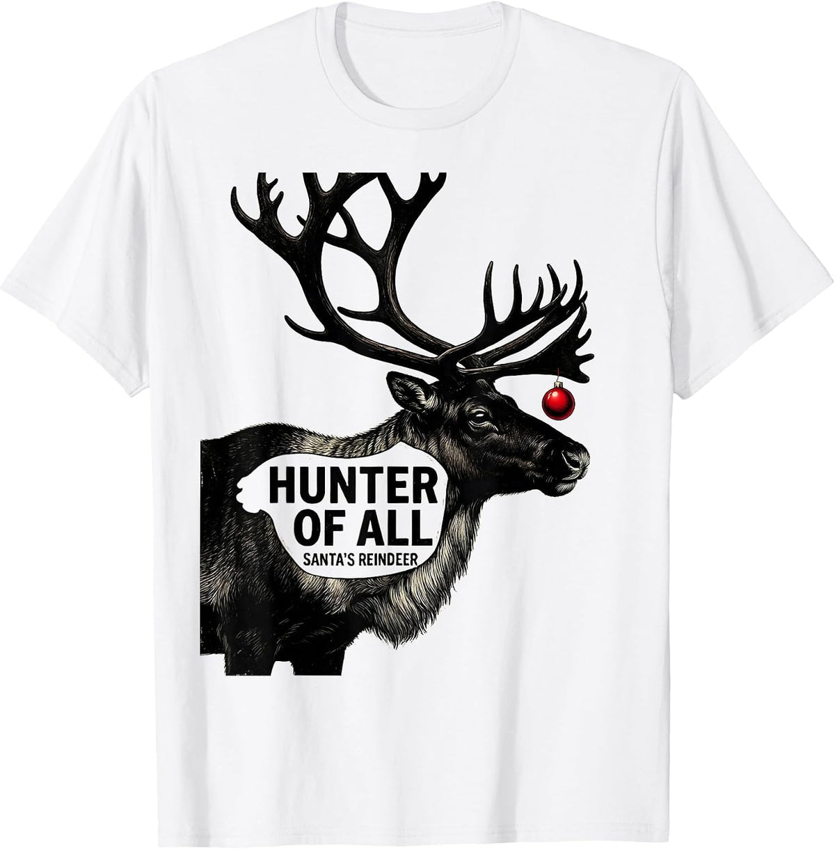 Men's Hunter Of All Santa's Reindeer Funny Retro Christmas Deer T-Shirt - White