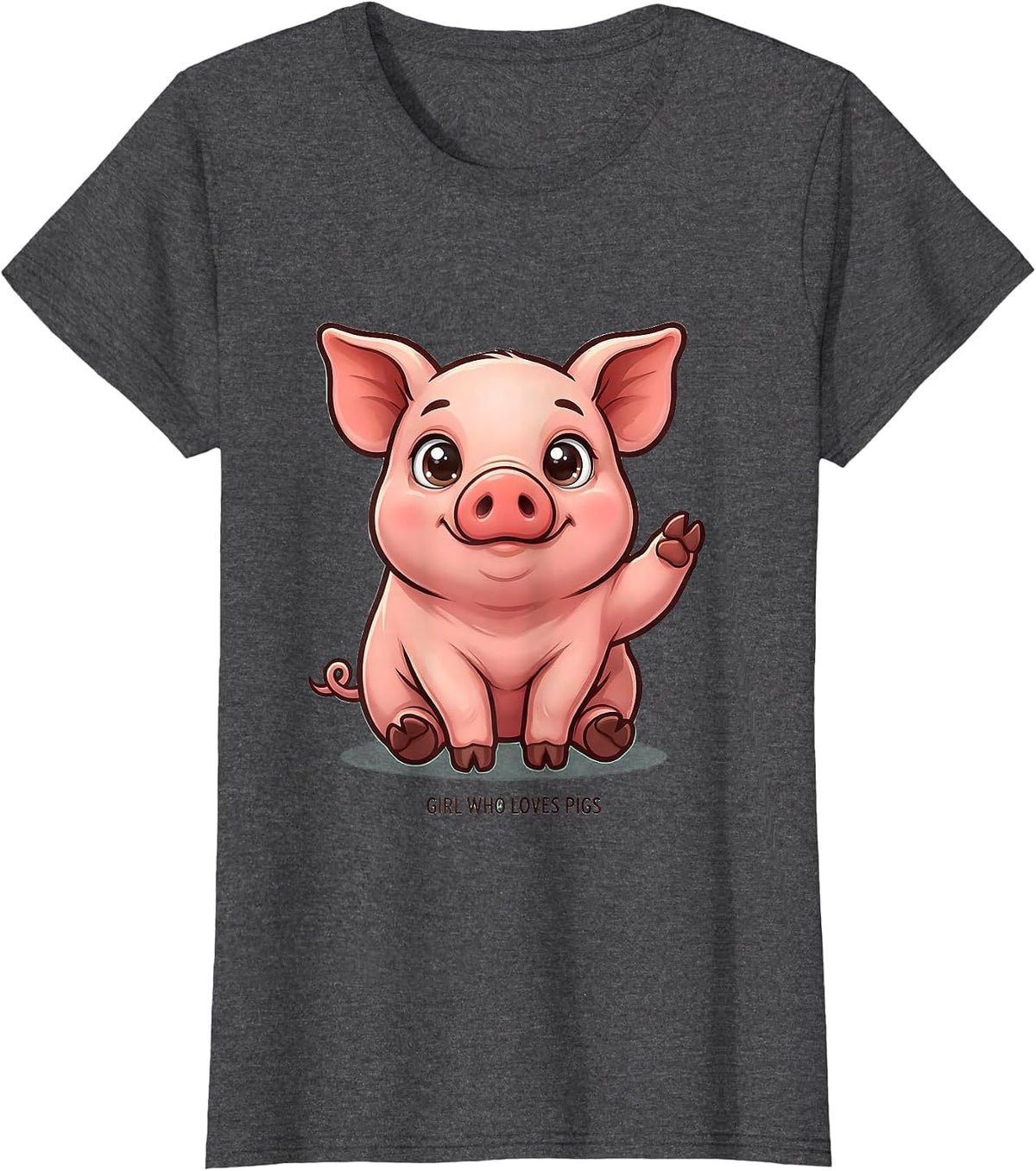 Women's Girl Who Loves Pigs Cute Kawaii Farm Animal Lover Humor T-Shirt - Dark Heather Grey