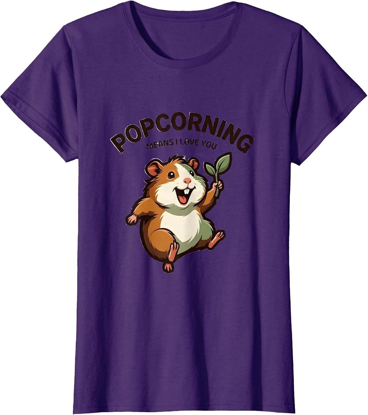Women's Popcorning Means I Love You Funny Guinea Pig Cavy Lover Gift T-Shirt - Purple