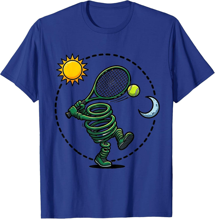 Tennis Racket Swing Cartoon Racket Sport Lover Humor T-Shirt - Royal Blue