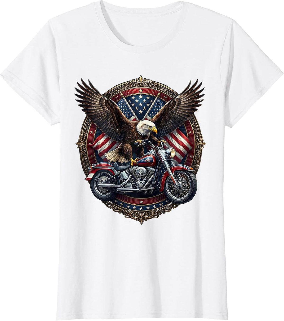 Patriotic Vintage Motorcycle Flag Paint Job T-Shirt - White