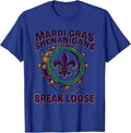 Mardi Gras Shenanigans Break Loose Festive Carnival Party T-Shirt - Royal Blue