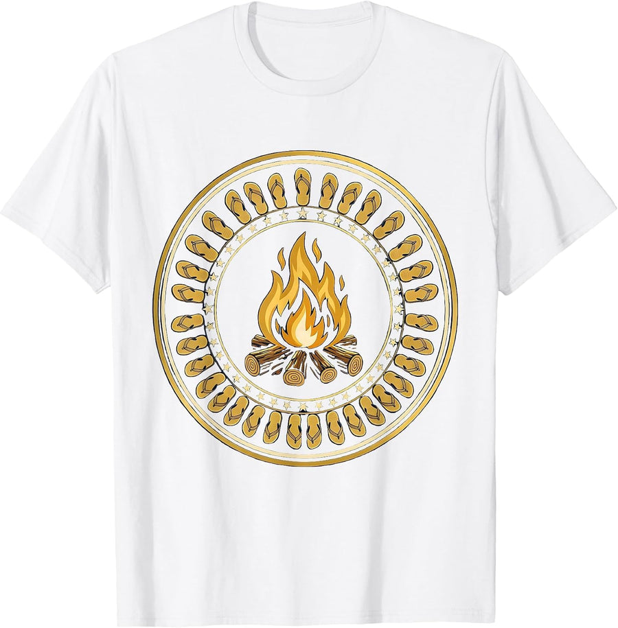 Men's Campfire Sandals Under the Stars Outdoor Adventure T-Shirt - White