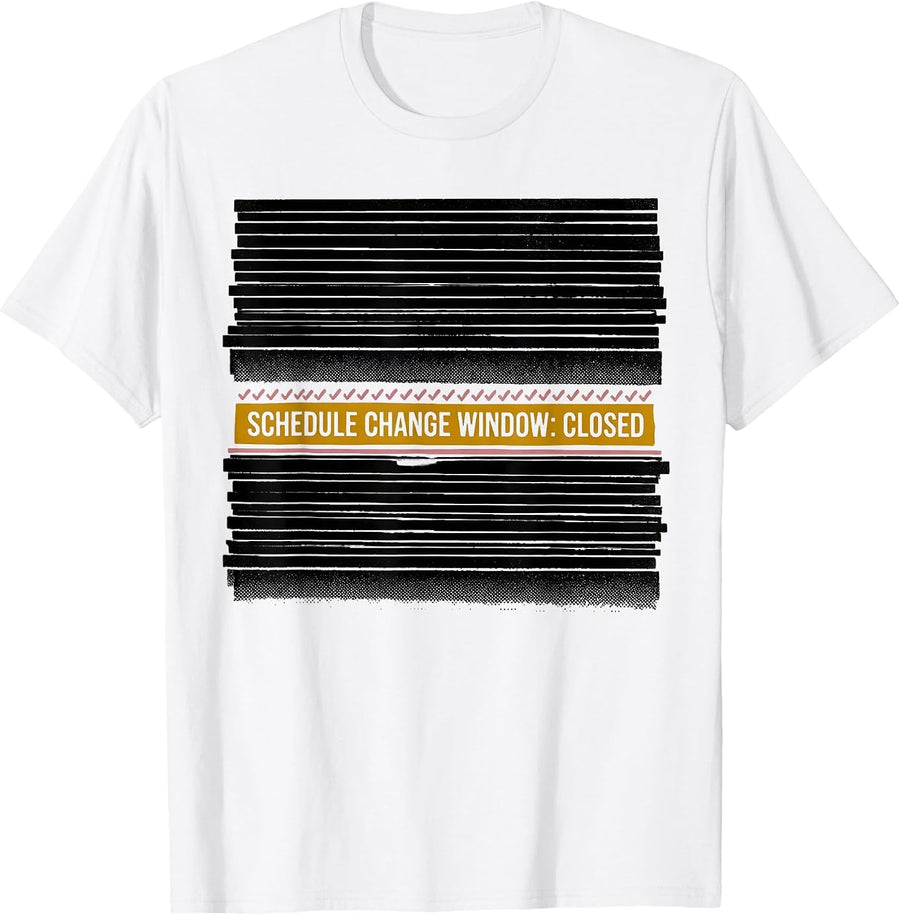 Men's Schedule Change Window: Closed Groovy School Counselor Back T-Shirt - White