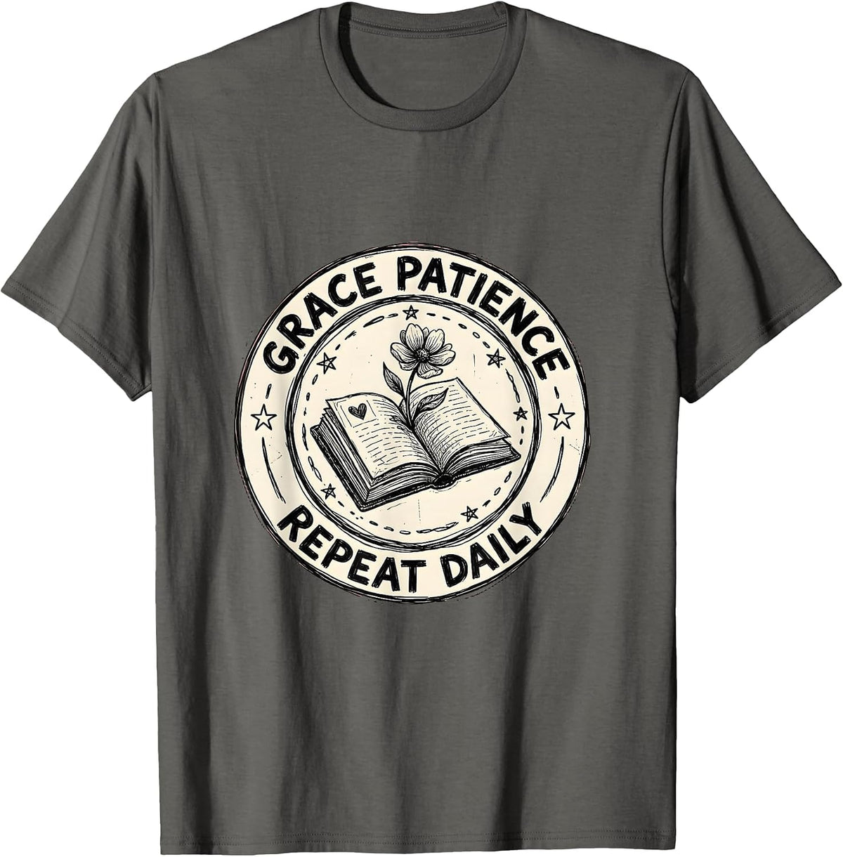 Grace Patience Repeat Daily Special Education Teacher T-Shirt - Asphalt Grey