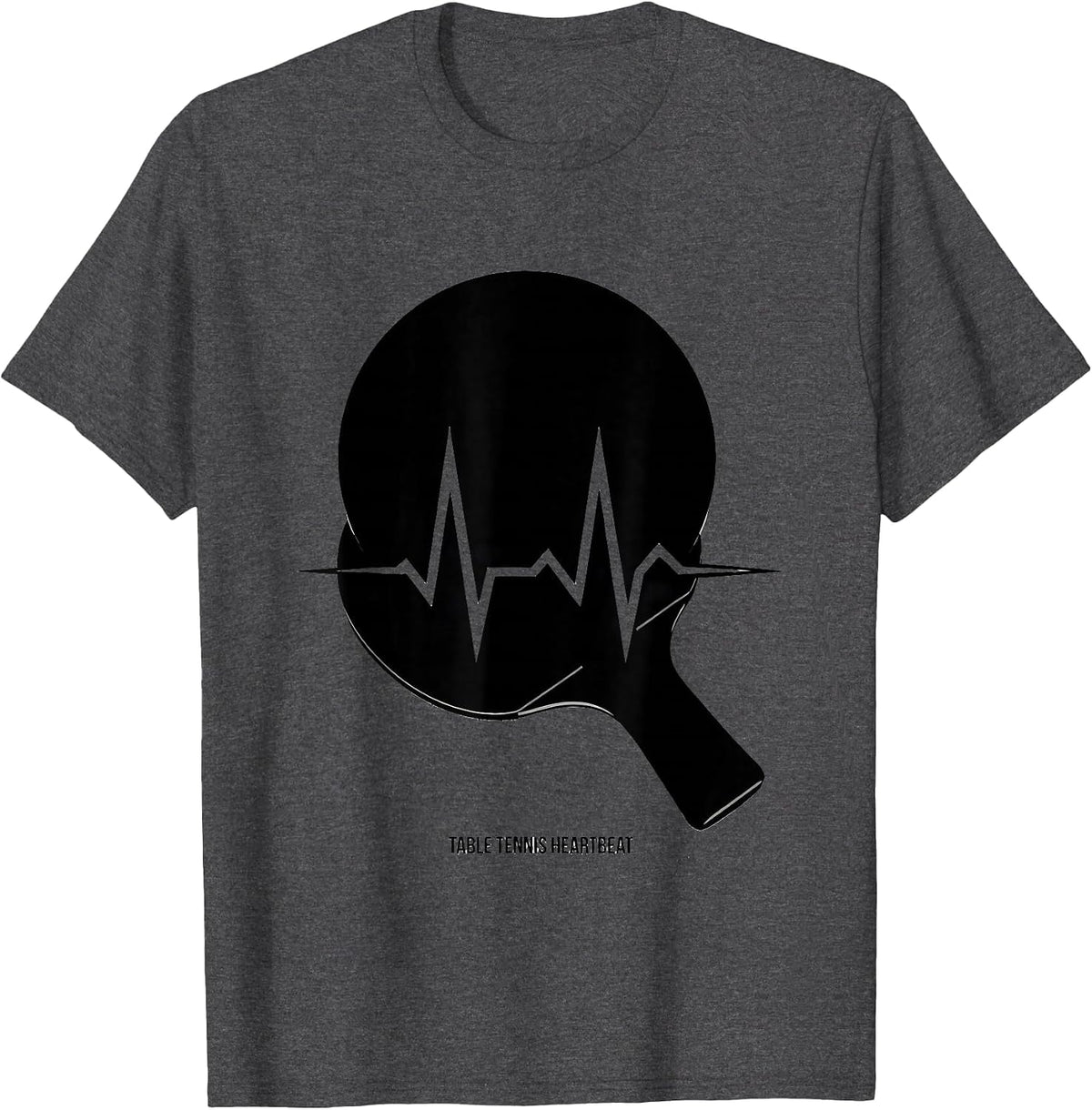 Men's Table Tennis Heartbeat Ping Pong Paddle EKG Pulse Sports T-Shirt - Dark Heather Grey